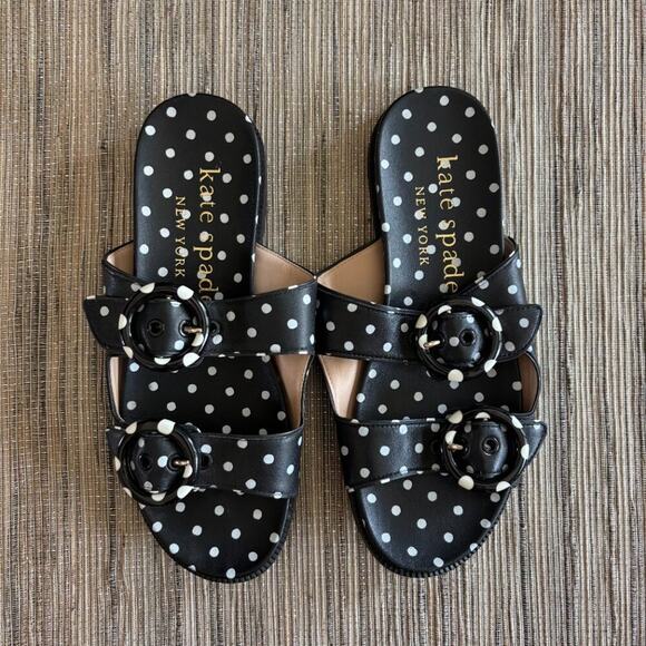 KATE SPADE | NWOT Women's Rhodes Black White Polka Dot Sandal Size 9 - Picture 3 of 5